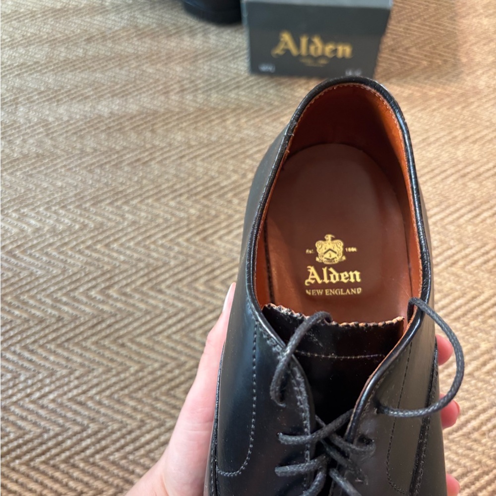 Alden Black Cap-Toe Derby in Polished Shell Cordovan - Picture 8 of 13